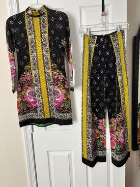 Vintage Emilia Bellini Tunic Set Florence Italy - Petite 70% Silk  30% Lurex